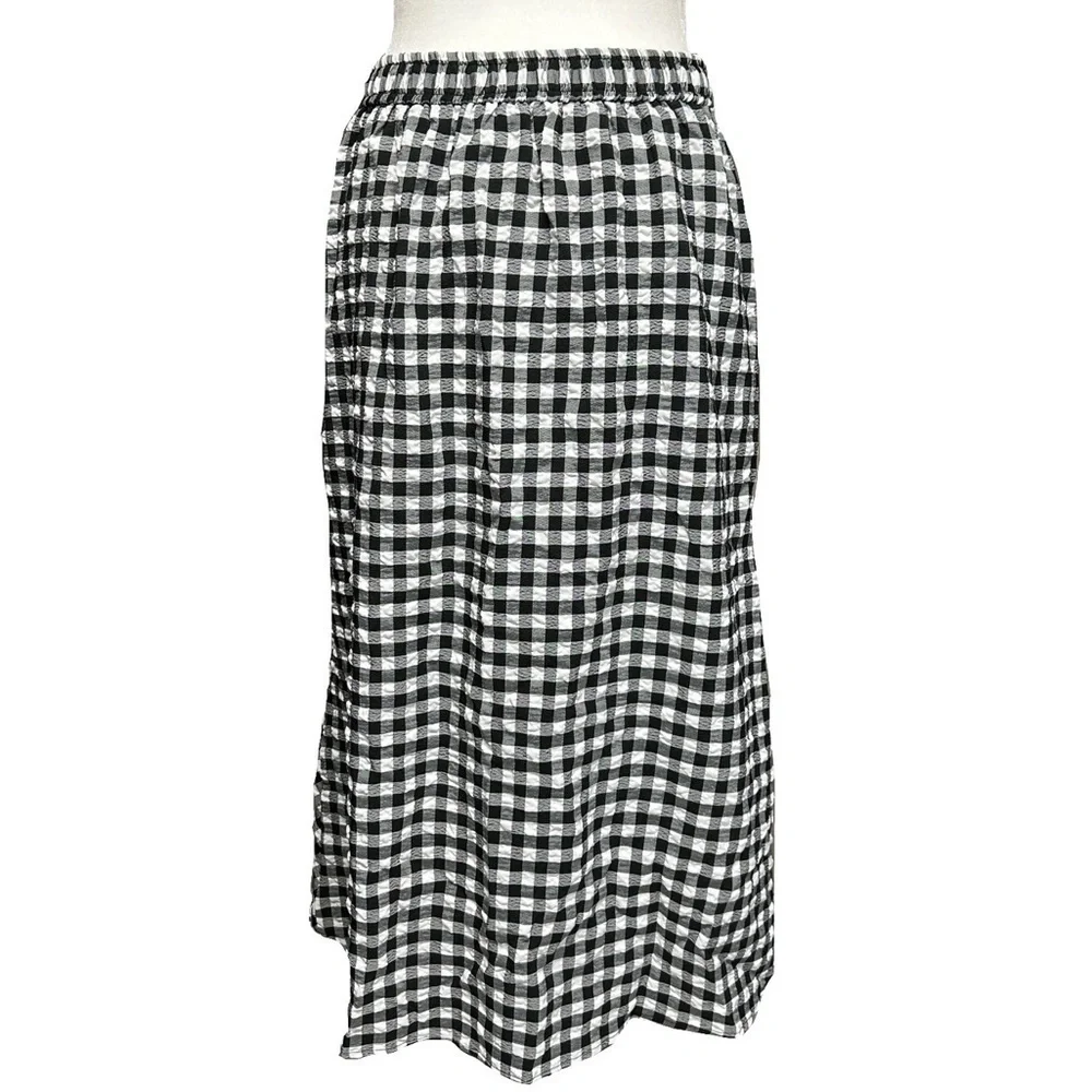 Maison D’Amelie Gingham Plaid Ruffle Skirt Seersucker Lightweight Women’s size 2 - Picture 2 of 11